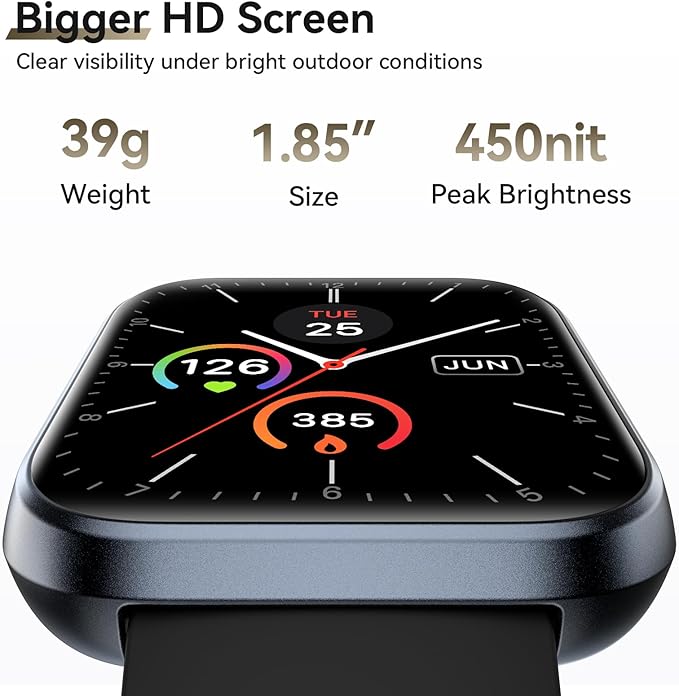 Smart Watches for Women Men, 1.85" Screen Smartwatch Compatible iPhone Android Phone Answer/Make Call, 24/7 SpO2 Sleep Heart Rate Monitor,3ATM Waterproof, Fitness Traker 120+Sport ( 2 Bands Included)