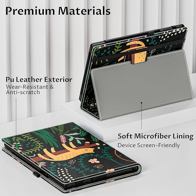 VORI Case for All-New Amazon Kindle Fire HD 10 Tablet (13th/11th Generation 2023/2021 Release) and Fire HD 10 Plus - Slim Folding Stand Folio Cover with Auto Wake/Sleep & Hand Strap, Sleeping Leopard