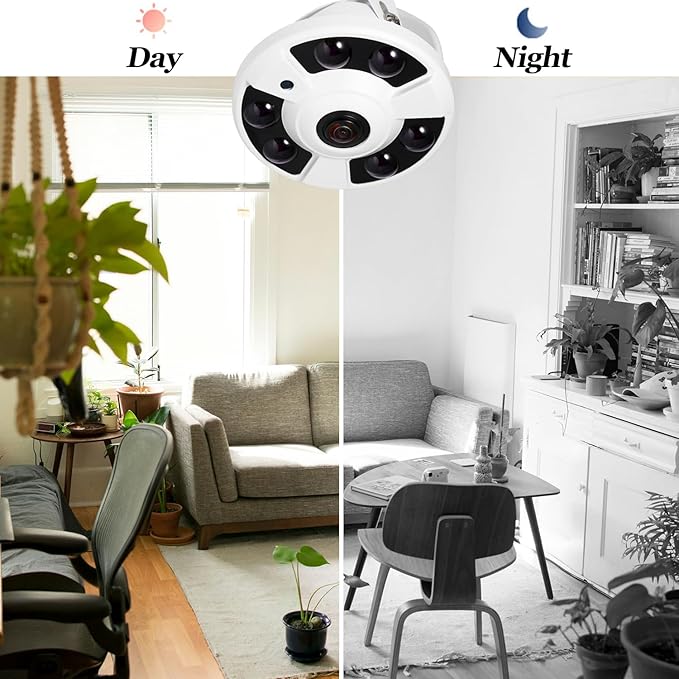 5MP Fisheye POE IP Camera, 1.7mm Lens(170° FOV), 6 Array IR LED Night Vision, Indoor Dome Surveillance Cam Motion Detection, PC/Phone App(IF02-P-TS)
