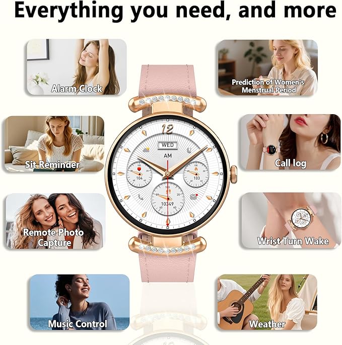 Smart Watches for Women Android IOS, 1.2'' AMOLED Ultra-Clear Screen Fitness Trackers with Bluetooth Call (Answer/Make), Smartwatch with Heart Rate,Sleep Monitor, IP68 Waterproof,100+ Sports Mode