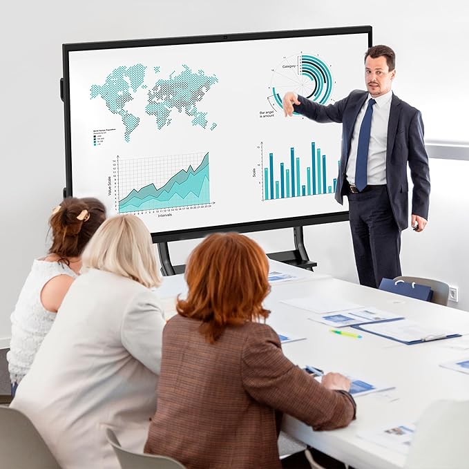 Chabatree Smart Board,55" UHD Touch Interactive Whiteboard, Digital Smart Boards Electronic Smart Whiteboard 4K Touchscreen for Classroom Home Office Studio (Wall Mount Included)