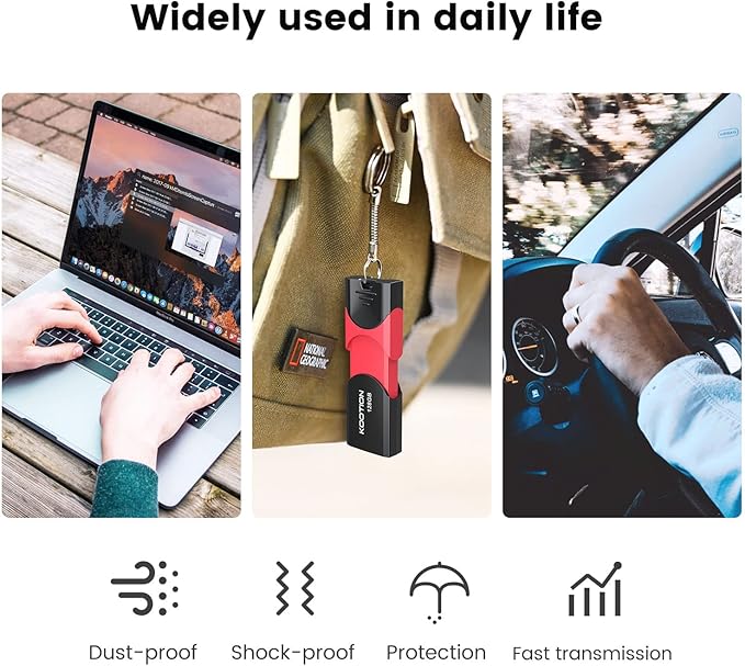 KOOTION 128 GB USB 3.0 Flash Drive Thumb Drive Retractable 128G Zip Drive Ultra High Speed USB Stick Jump Drive Rugged Memory Stick with LED Indicator for Data Storage and Transfer