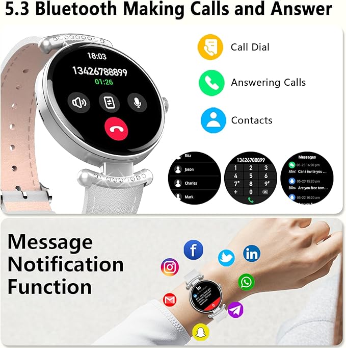 Smart Watches for Women Android IOS, 1.2'' AMOLED Ultra-Clear Screen Fitness Trackers with Bluetooth Call (Answer/Make), Smartwatch with Heart Rate,Sleep Monitor, IP68 Waterproof,100+ Sports Mode