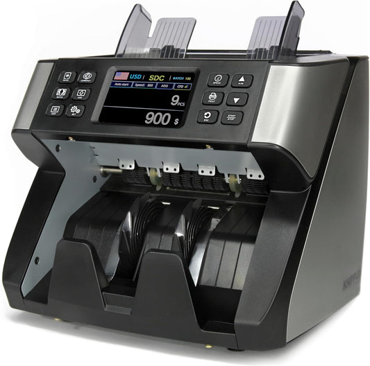 Proâ¯5500 Money Counter Machine, Mixed Denominations, Professional Value Counting, Counterfeit Detector, Fast & Accurate Cash Counter with 2 Year Warranty