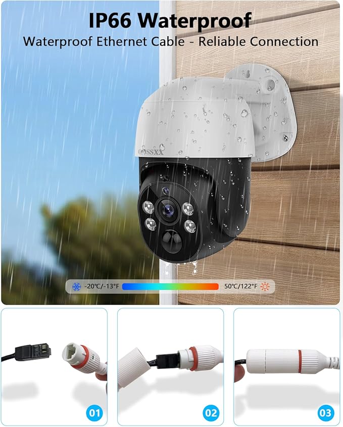 4K PT PoE Outdoor Wired Security Camera System Home Wired Cameras Video Surveillance