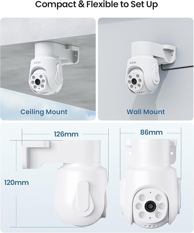 ZOSI 1080P Pan Tilt Analog HD TVI Wired Security Camera,355°View Outdoor Indoor,65ft Night Vision,One-Way Audio,Weatherproof,Only Compatible with Same Brand 1080P/5MP/4K CCTV Surveillance DVR System