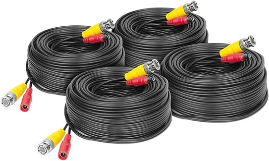 Amcrest 4-Pack 4K Security Camera Cable 60FT BNC Cable, Camera Wire CCTV, Pre-Made All-in-One Video and Power Cable for Security Camera, HDCVI, HDTVI Camera, Analog, DVR (4PACK-SCABLE4K60B-PP)