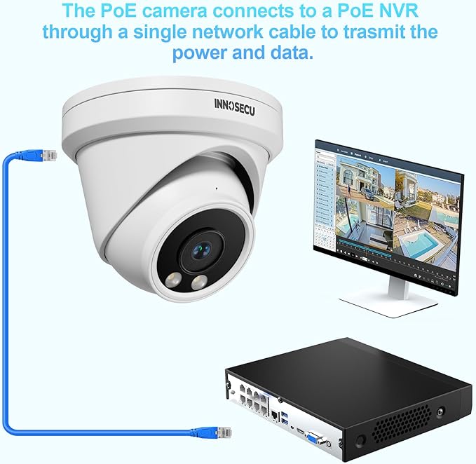 UltraHD 12MP PoE Camera Outdoor, Wired IP Dome Surveillance Security Camera, Built-in Mic/Audio, Fixed Lens 2.8mm Wide Angle 110°, Waterproof IP67, Human&Vehicle Detection, IND12LR97A