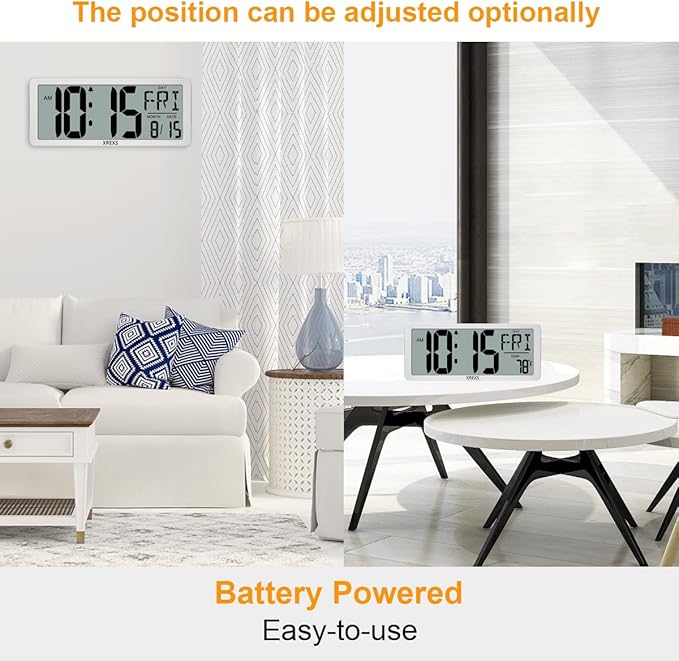 Large Digital Wall Clock, Electronic Alarm Clocks for Bedroom, Count Up & Down Timer, Battery Operated 14.17 Inch Large LCD Screen with Time/Date/Temperature Display