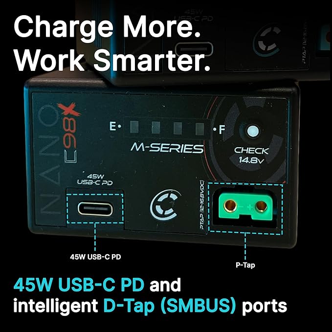 Core SWX NANO-C98X BPA-Style Battery – 98Wh Lithium-Ion Battery with USB-C PD & P-Tap Outputs, LED Gauge – Flight-Safe Power for BPA-Compatible Cameras