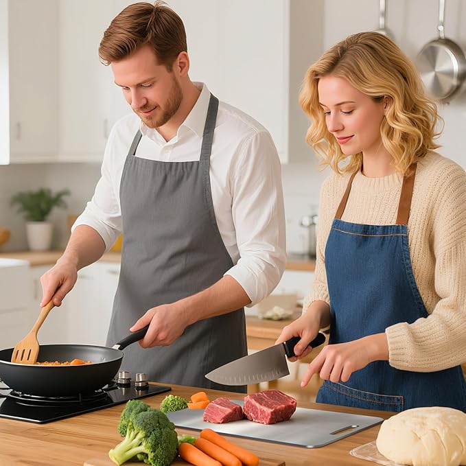 Titanium Cutting Board for Kitchen - 100% Pure Titanium Cutting Boards Non Toxic - 2025 New Upgrade Double Sided Metal Chopping Boards for Meat, Vegetables, Fruits, Dishwasher Safe (18 x 12 In)
