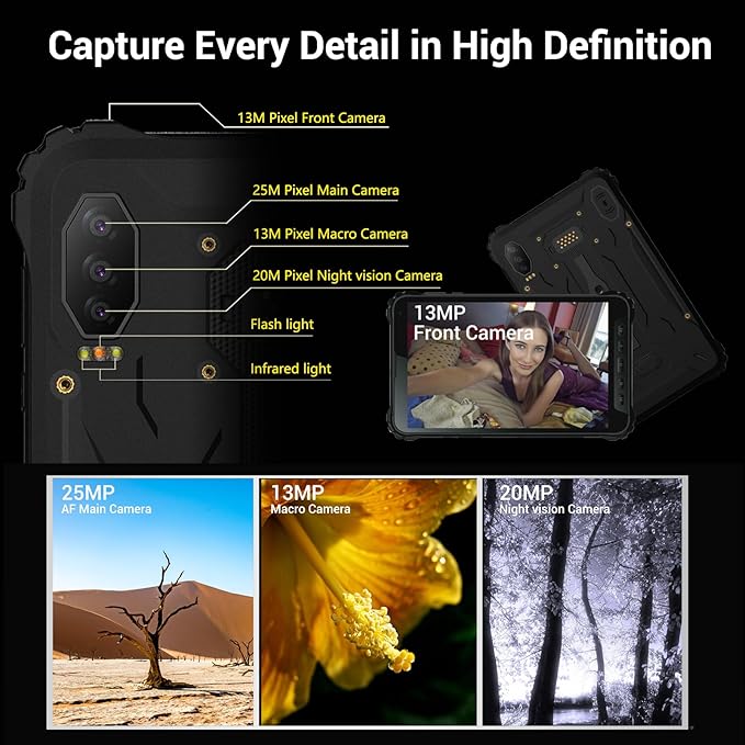 AOZORA K8 Active Rugged Tablet, 8 Inch FHD+ 600nits Glove Touch AT&T/Verizon Network certified PTCRB T-Mobile Unlocked Qualcomm8-Core 12+128GB 20MP night vision+25MP Camera 10200mAh IP68&IP69K/NFC/GPS