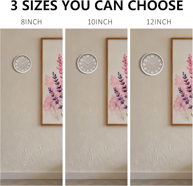 Modern Wall Clocks Battery Operated, 12 inch Silent Non Ticking Analog Clock with Large Numbers Burlap Texture Face, Tempered Glass Decorative Wall Clocks for Living Room Bedroom Kitchen Gym