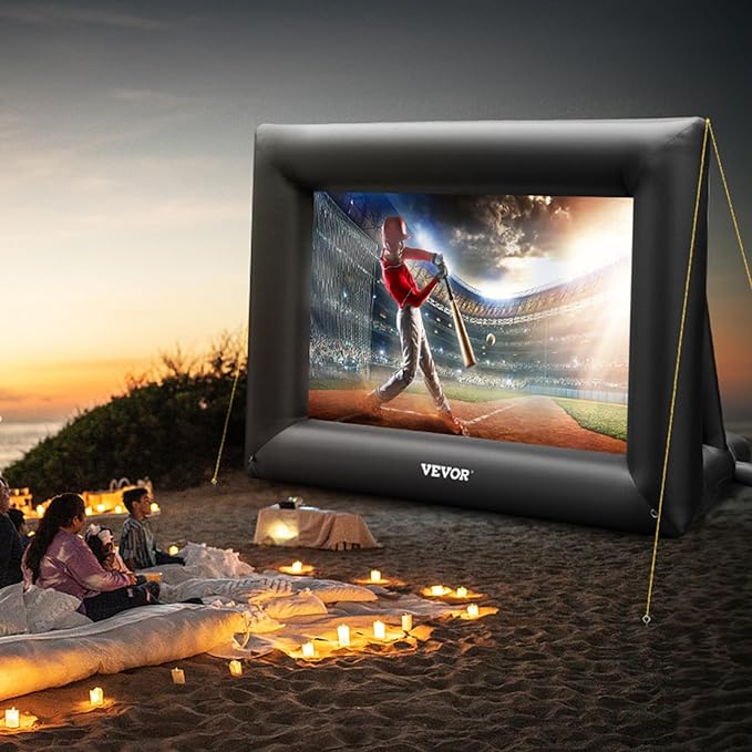VEVOR Inflatable Projector Screen for Outside with 350W Air Blower Inflatable Screen Oxford Fabric Material Blow Up Screen for Outdoor Movie Supports Front/Rear Projection