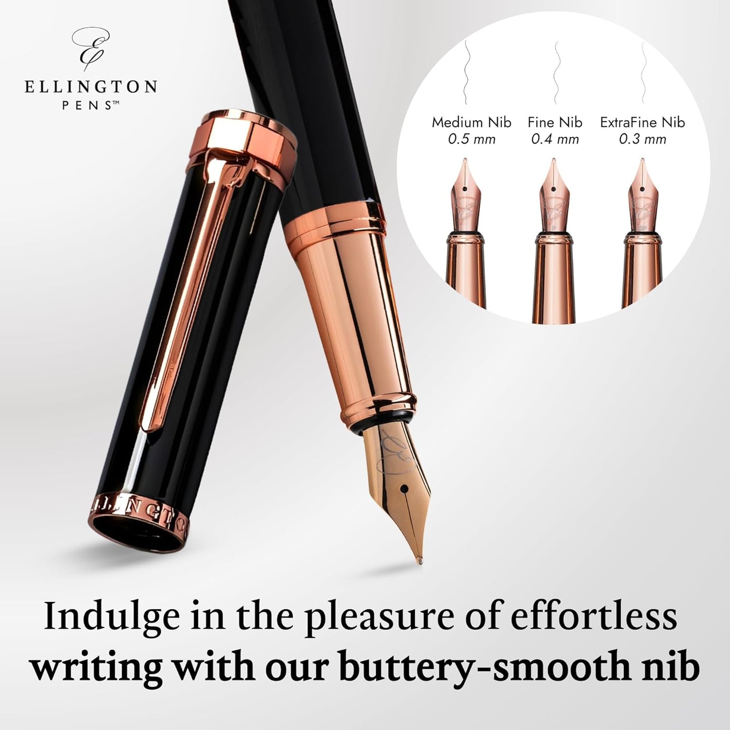Luxury Fountain Pen Set- Fountain Pens for Writing - Smooth Medium Nib - Includes Refillable Ink Converter, 3 Ink Cartridges [Black & Blue], Gift Box - Elegant Calligraphy