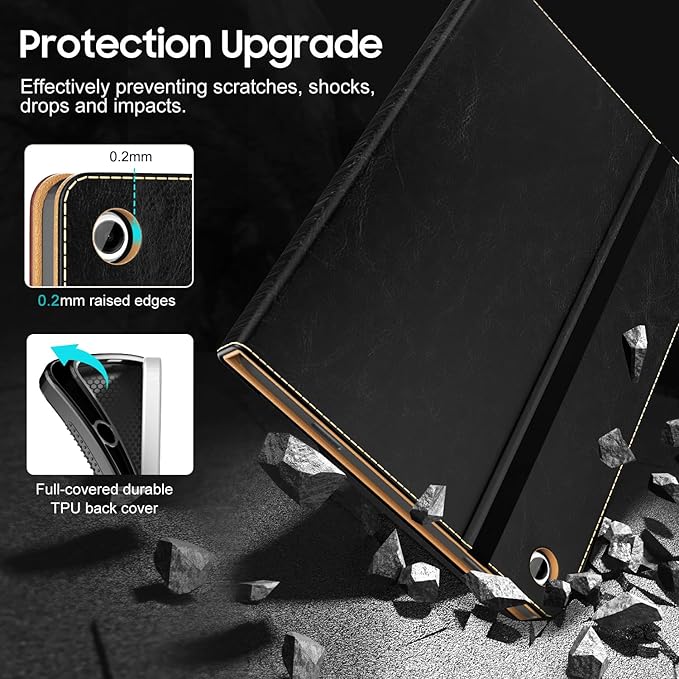 OKP Case for Samsug Galaxy Tab A9+ Plus 11 inch 2024(SM-X210/X216/X218), PU Leather Folio Cover with Multi-Angle Stand//Pen Holder, Auto Wake/Sleep Case for Galaxy A9+ 11" Tablet (Black+Brown)