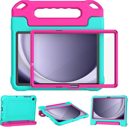 YIHE Kids Case for Samsung Galaxy Tab A11 Plus 2025 & A9 Plus 2023 11 Inch, Shockproof Handle Stand Cover with Built-in Screen Protector, Cyan&Pink