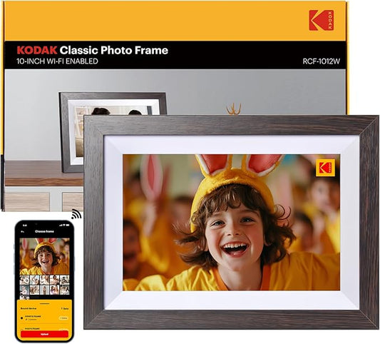 KODAK Digital Picture Frame with WiFi 10.1 inch 1280x800 IPS HD Touch Screen, 32GB Storage Auto-Rotate Wall Mountable Easy Share Photos or Videos, Christmas Birthday for Women