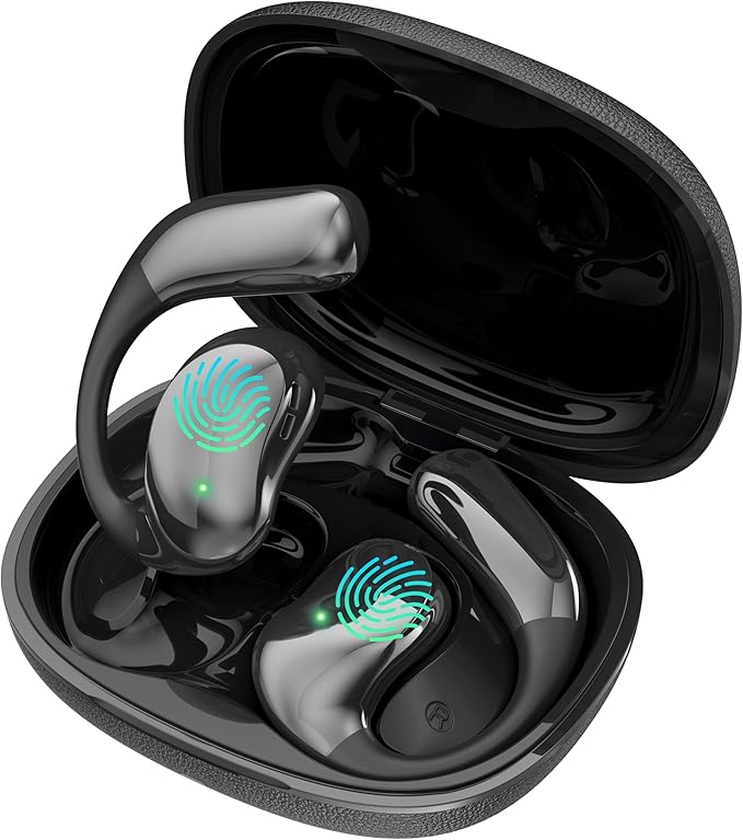 AI Translator Earbuds Real-Time 180 Languages 8 Offline Modes OWS Touchscreen HD Sound iOS Android Compatible Long Battery Life Ideal for Travel Business Black