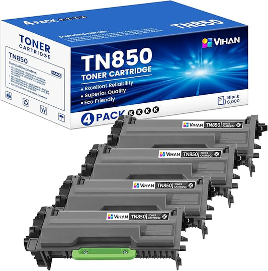 TN850 TN-850 Black High Yield Toner Cartridge 4 Pack Replacement for Brother TN850 TN850BK Toner HL-L6200DW MFC-L5850DW MFC-L5900DW MFC-L5700DW Printer Ink