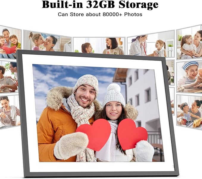 Large Digital Photo Frame 17-inch - Dual-Wifi Electronic Digital Photo Frames, 32GB Digital Photo Frame, Full Function, IPS Touch Screen, Share Photo via App Email, Free Cloud, Gift for Family Friends