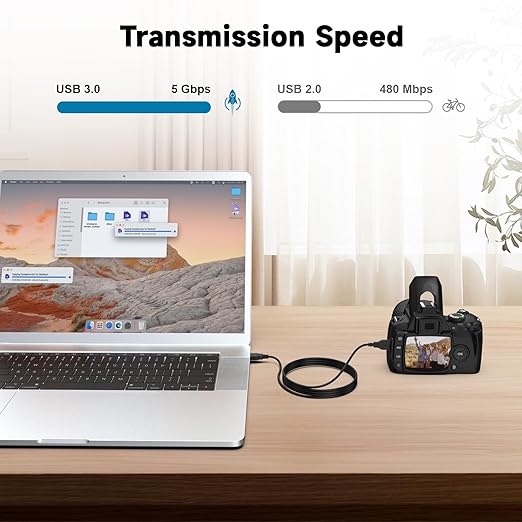 USB A to Micro B Cable, 5Gbps External Hard Drive Cable Cord USB 3.0 to Micro B Lead Compatible with Nikon Canon Camera, Western, WD Elements, Seagate Expansion, Toshiba Canvio, Westgate