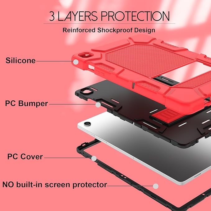 Rantice Case for Samsung Galaxy Tab A9+ 11”, Heavy Duty Shockproof Rugged Protective Case with Kickstand for Samsung Galaxy Tab A9+ / A9 Plus 11” 2023 (SM-X210/X216/X218), Red+Black