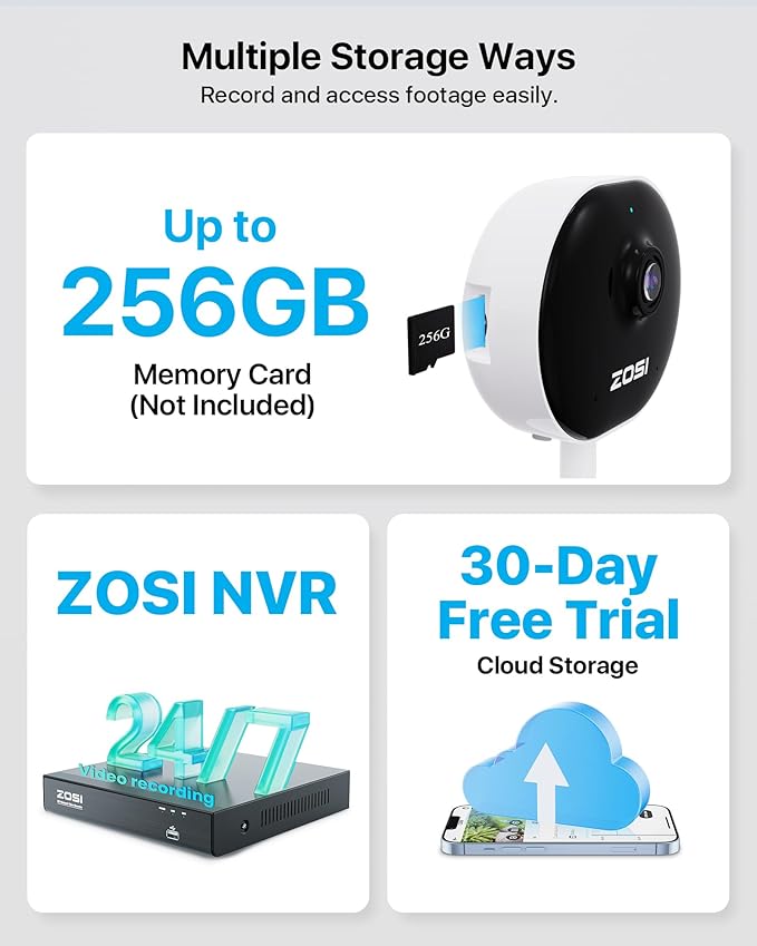 ZOSI Indoor Security Camera,4Pack C688 Baby/Pet Monitor,1080P Home Surveillance WiFi Camera with Phone App,Motion Detection,2 Way Audio,Night Vision,Memory Card/Cloud Storage,Works with Alexa,Plug-in