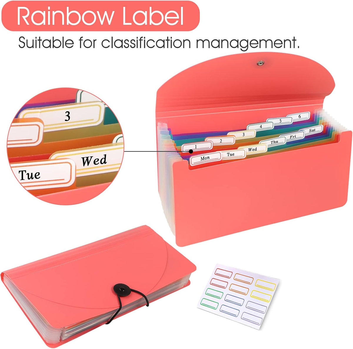 2 Pack 13 Pockets A6 Mini Coupon Organizer Wallet, Expandable Accordion File Organizer for Storage Receipt Cards Coupons Tickets - Pink