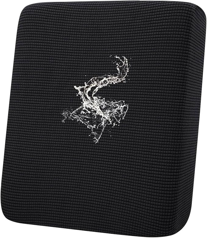 hyha Waterproof Couch Cushion Covers for Pets, Non Slip Sofa Seat Cover for Dogs Washable, Soft Thick Stretch Jacquard Fabric, Sofa Slipcovers with Elastic Bottom (1 Piece for Backrest L, Black)