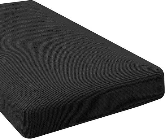 H.VERSAILTEX Super Stretch Individual Chaise Cover Sectional Couch Covers for L Shaped Sofa Both Left/Right Featuring Thick Jacquard Textured Twill Fabric (1 Piece Chaise Cover Large, Black)