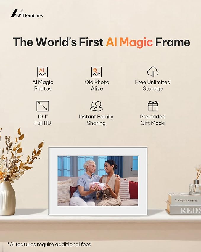 Magic Frame[AI Photo Motion] – 10.1" Full HD WiFi Digital Picture Frame, Old Photo Alive, Unlimited Cloud Storage, Digital Photo Display with Easy Setup, Christmas Gift for Mom