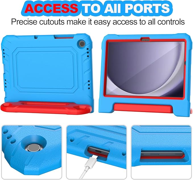 YIHE Kids Case for Samsung Galaxy Tab A11 Plus 2025 & A9 Plus 2023 11 Inch, Shockproof Handle Stand Cover with Built-in Screen Protector, Blue&Red