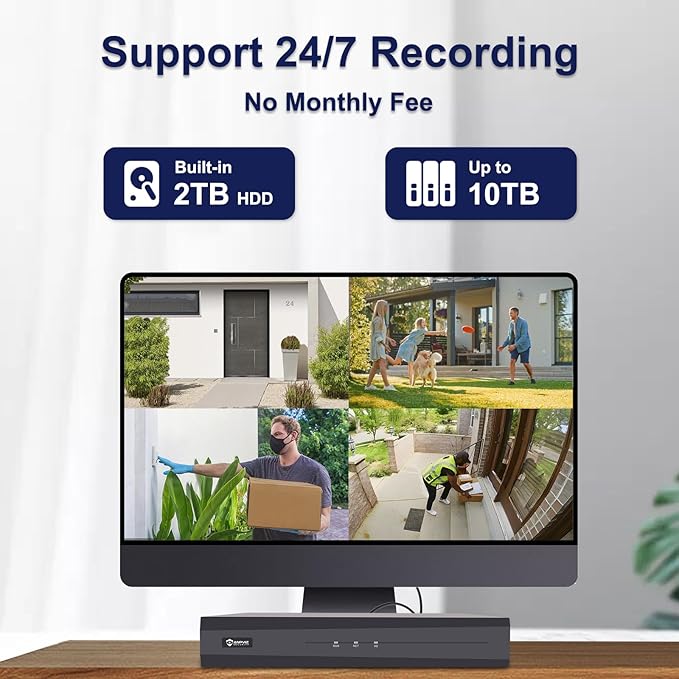 Two Way Audio, Anpviz 16CH PoE Security Camera System, AI Human Vehicle Motion Detection, 8X 6MP PoE IP Cameras for Business Home, 12MP 16CH NVR Pre-Installed 4TB HDD for 24/7 Recording, NDAA