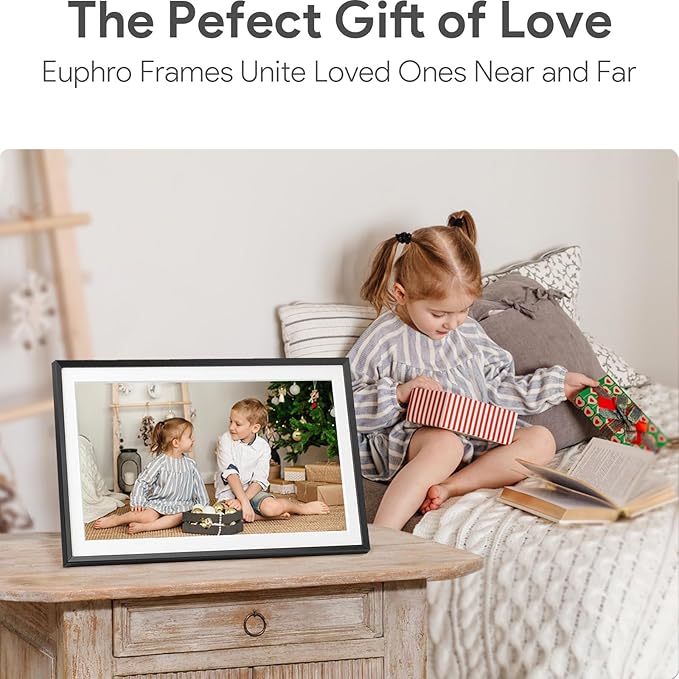 15.6'' Digital Picture Frame with 1920x1080 IPS Touch Screen, Smart Digital Photo Frame with 32GB Storage, Easy Setup to Share Photos/Videos via Free App
