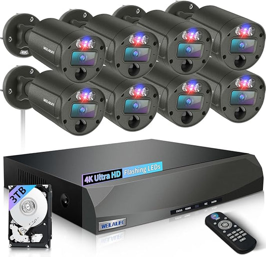 【2-Way Audio】 Outdoor Wired Security Camera System, Wired Cameras for Home Security, Home POE Video Surveillance Systems DVR Kits