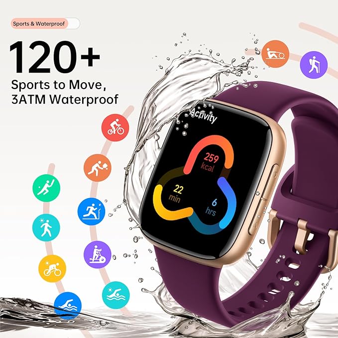 Latest Smart Watches for Women & Men - Performance Upgraded, 1.85-inch AMOLED HD Display (390x450), 12-Day Battery Life, 3ATM Waterproof (30m), Call, Health Monitoring, Fitness Tracker (D-Purple)