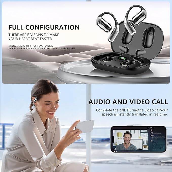 AI Translation Earbuds Real Time, 144 Language Translator Earbuds with APP Compatible with iOS & Android, Bluetooth Headphones Translating Device for Travel Business and Learning