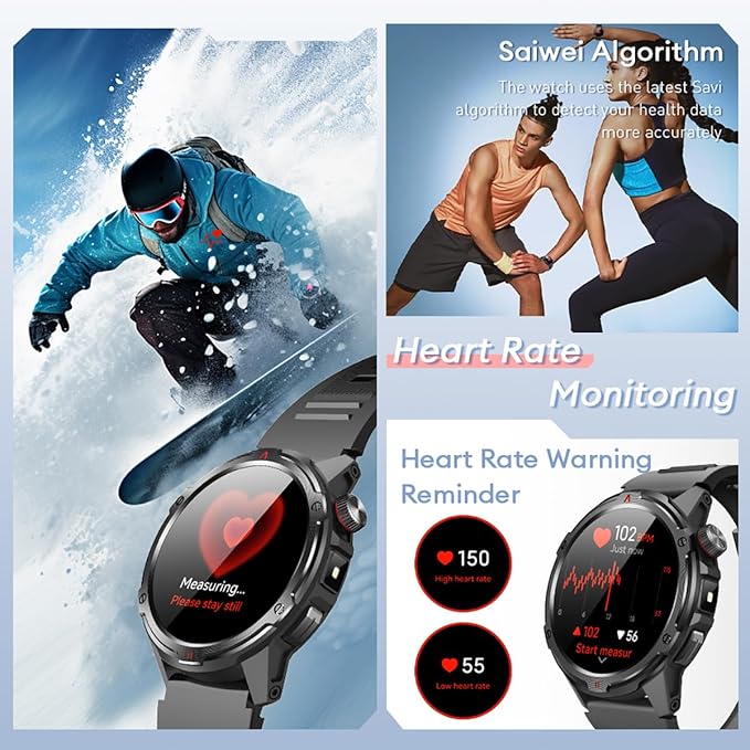 AOLON Smart Watch for Men (Answer/Make Call with 1.43'' AMOLED Display, IP68 Waterproof, 30+ Days Battery Life with100+Sport Modes Fitness Watch, Compass, Heart Rate, SPO₂ & Sleep Monitor（Khaki）