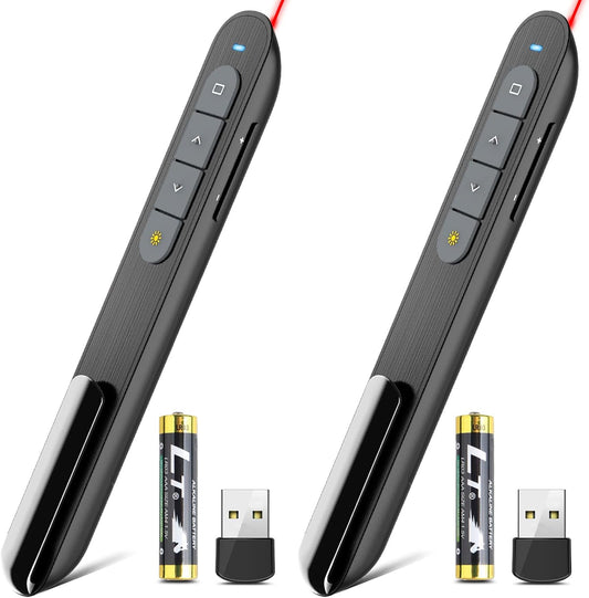 ï¼2 Unitsï¼ Wireless Presenter Remote Presentation Pointer Clicker with Hyperlink & Volume Control USB PowerPoint Slide Advancer for Mac Laptop PC Computer Keynote