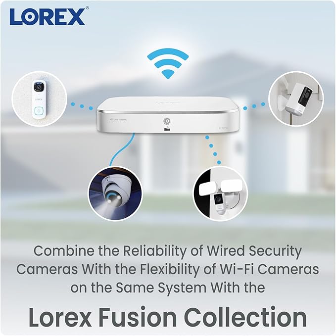 Lorex 4K Dual-Lens Outdoor Wi-Fi Security Camera | 180° Panoramic View | Smart Security Lighting | Color Night Vision | 2-Way Talk | Auto-Framing | 32GB Local Storage, No Monthly Fees | IP66 Rated