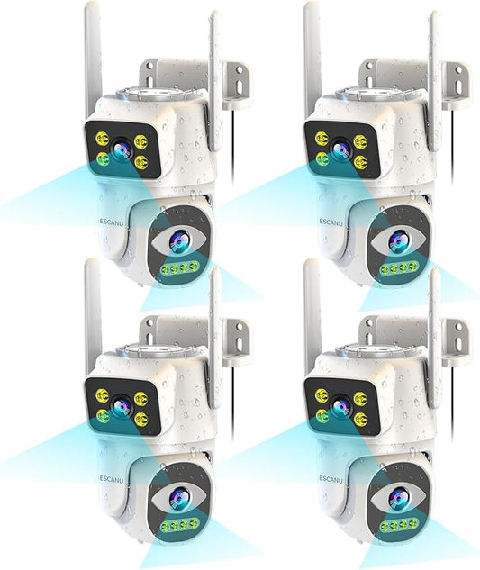 Cameras for Home Security with Dual Lens, 2.4G/5G Outdoor Security Camera, WiFi Camera for Home Security, Color Night Vision, 2-Way Audio, Auto Tracking, 24/7 Continuous Recording