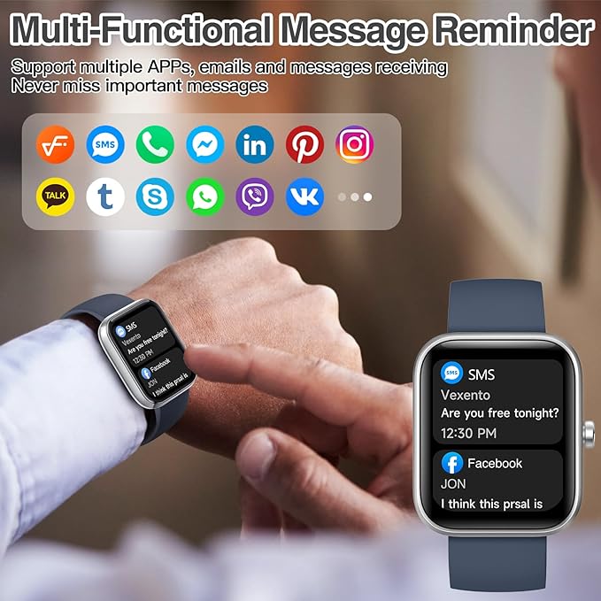 Smart Watch for Women Men with Bluetooth Call, Alexa Built-in Smartwatch, 1.83"DIY Dial Fitness Watch with Sleep Heart Rate Monitor, 110+ Sport Modes, IP68 Waterproof Watch Compatible with Android iOS