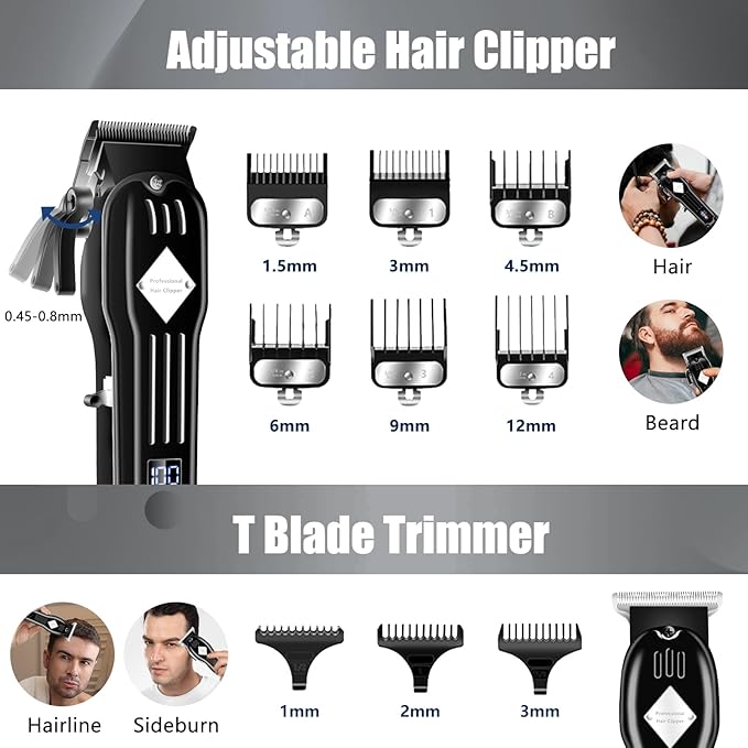 SUNNOW Professional Hair Clippers and Trimmer Set for Men, Beard Trimmer & Foil Shaver & Nose Trimmer Kit, Cordless Mens Clippers and Grooming Kit for Hair Cutting, Beard Styling, Home, Barber