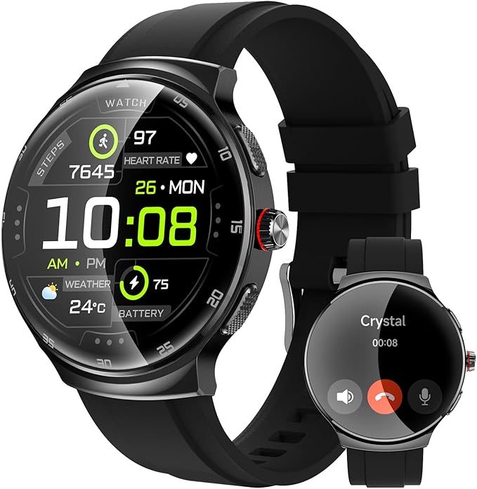 Smart Watch for Men Women, 1.43" AMOLED IP68 Waterproof Smartwatch, Fitness Tracker with Heart Rate/SpO2/Sleep Monitor, 150+ Sports Mode, Bluetooth Call Android & iOS Compatible, 2 Bands