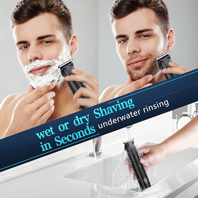 Beard Trimmer for Men Professional with Hair Clippers, 6-in-1 Cordless Hair Trimmer Set, IPX6 Waterproof Mens Grooming Kits Electric Razor for Face,Mustache,Body,Ear,Nose,Gifts