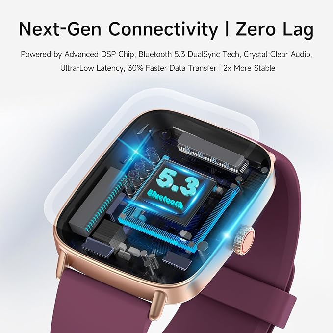 Smart Watch for Women, 1.85" HD Smartwatch Compatible iPhone/Samsung/Android (Answer/Make Calls), 100+ Sport Modes Fitness Tracker with Heart Rate/Sleep/SpO2 Monitor, IP68 (Deep Purple)