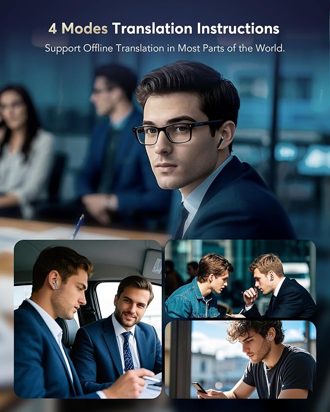 AI Translation Earbuds Real Time, 144 Language Translator Earbuds, 36H Playtime 3-in-1 Translation Earphones, 4 ANC Mic for Audifonos Traductores Inglés Español,Translate Ear Buds for Travel Learning