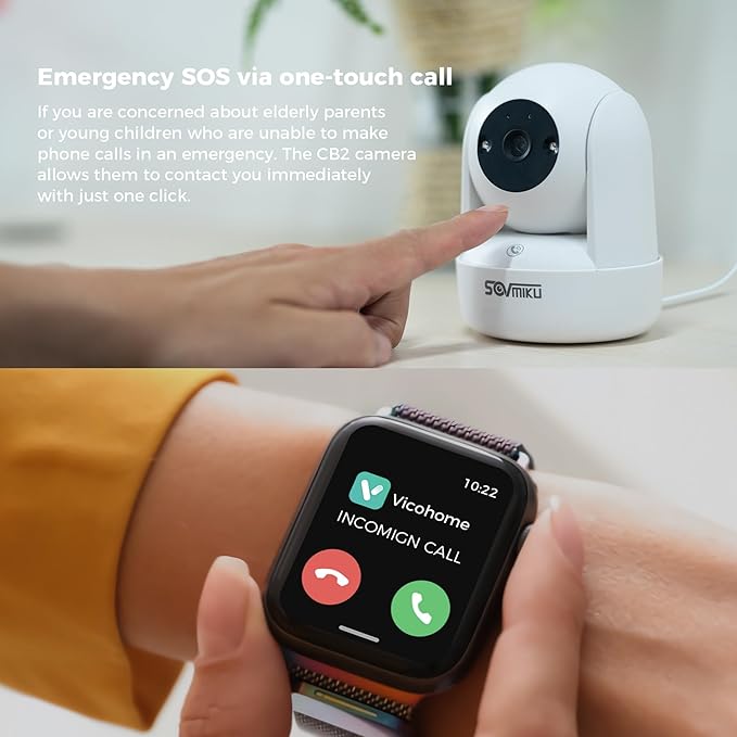 Sovmiku 2CB2 2k AI Tracking Security Camera for Home,Pet Camera Indoor, Baby Monitor,360° View Pan/Tilt Surveillance Camera, Two Way Audio,Night Vision,Easy to Setup,Audible Alarm,2.4GHz Wi-Fi,SD Slot