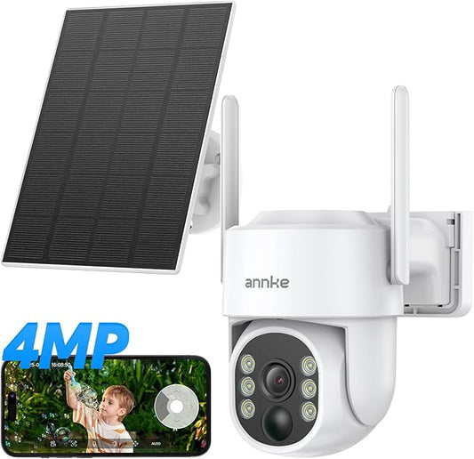 ANNKE Solar Security Camera Wireless Outdoor, 2K HD Dome Camera for Home Security, 360°Viewing, Solar Powered, Two-Way Audio, Smart PIR Motion Detection, Color Night Vision, SD/Cloud Storage, 2.4&5GHz